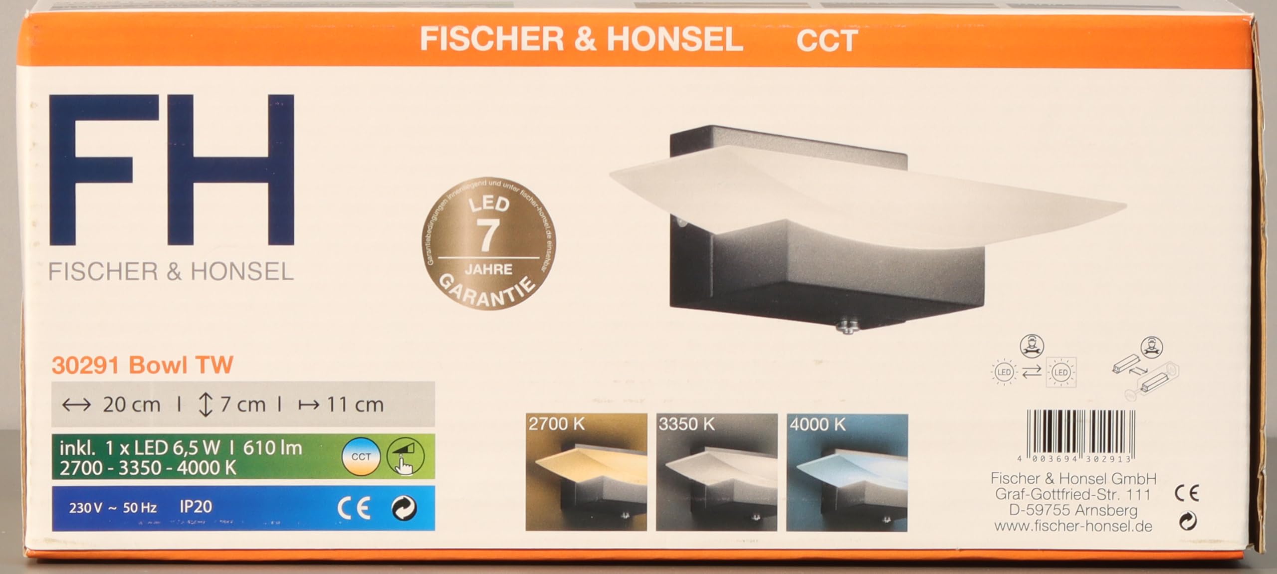 fischer-honsel-bowl-tw-led-wandleuchte-sandschwarz-matt-dimmbar-cct image 7