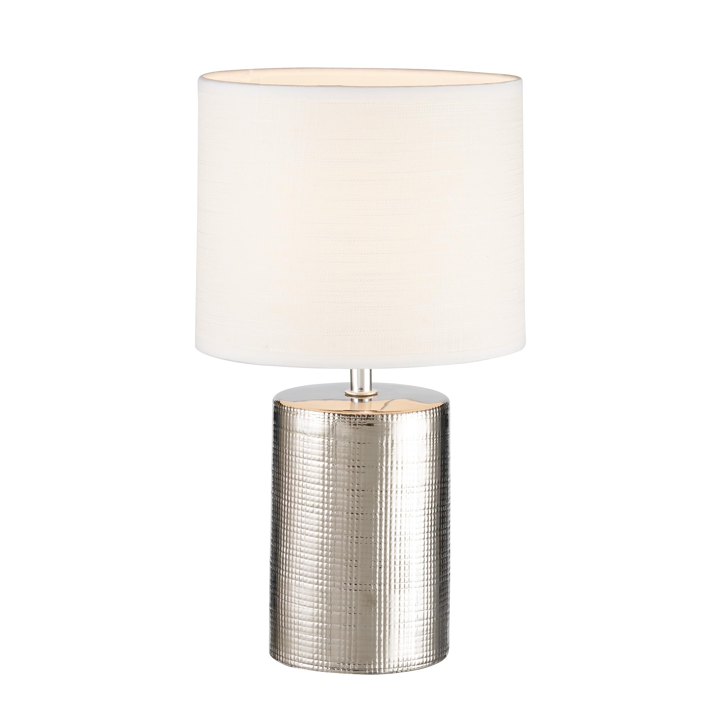 fischer-honsel-prata-tischleuchte-e14-silber-antik-mit-schirm-wei-35-cm image 1