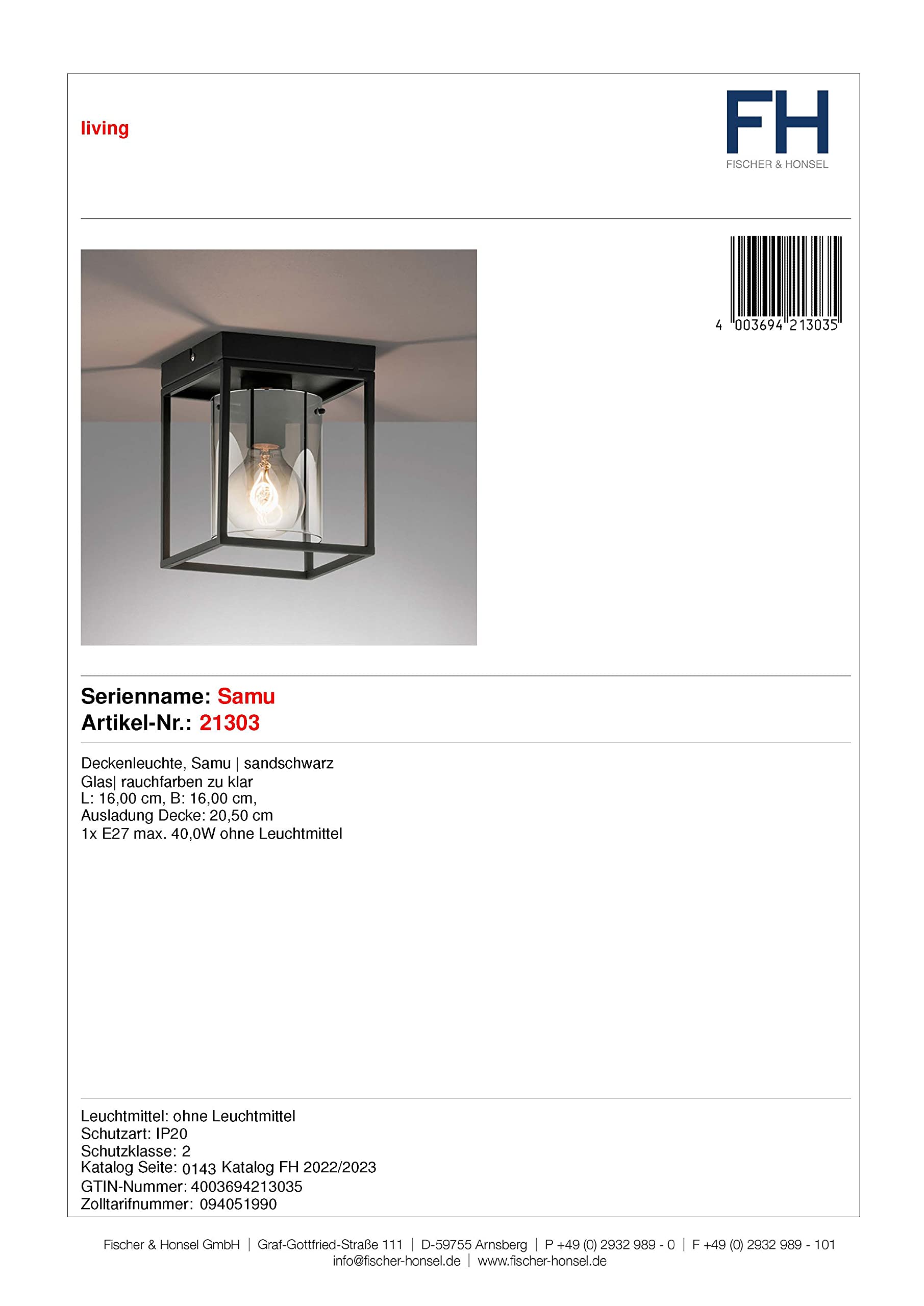 fischer-honsel-samu-deckenleuchte-sandschwarz-rauchglas-e27 image 4