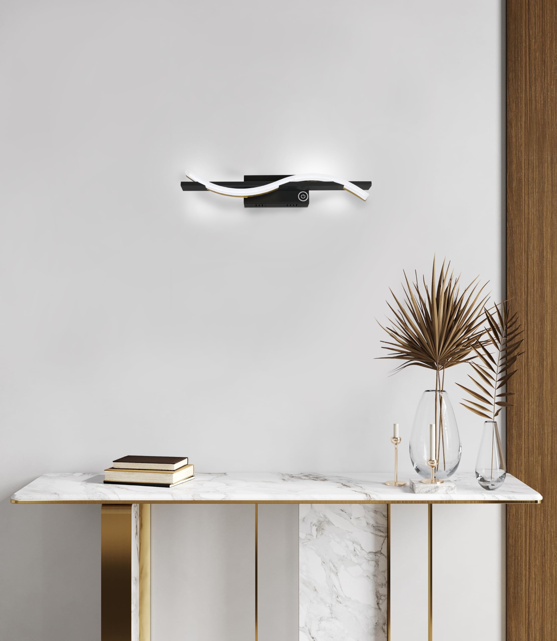 fischer-honsel-bridge-wandleuchte-schwarz-gold-dimmbar-cct-42-cm image 2