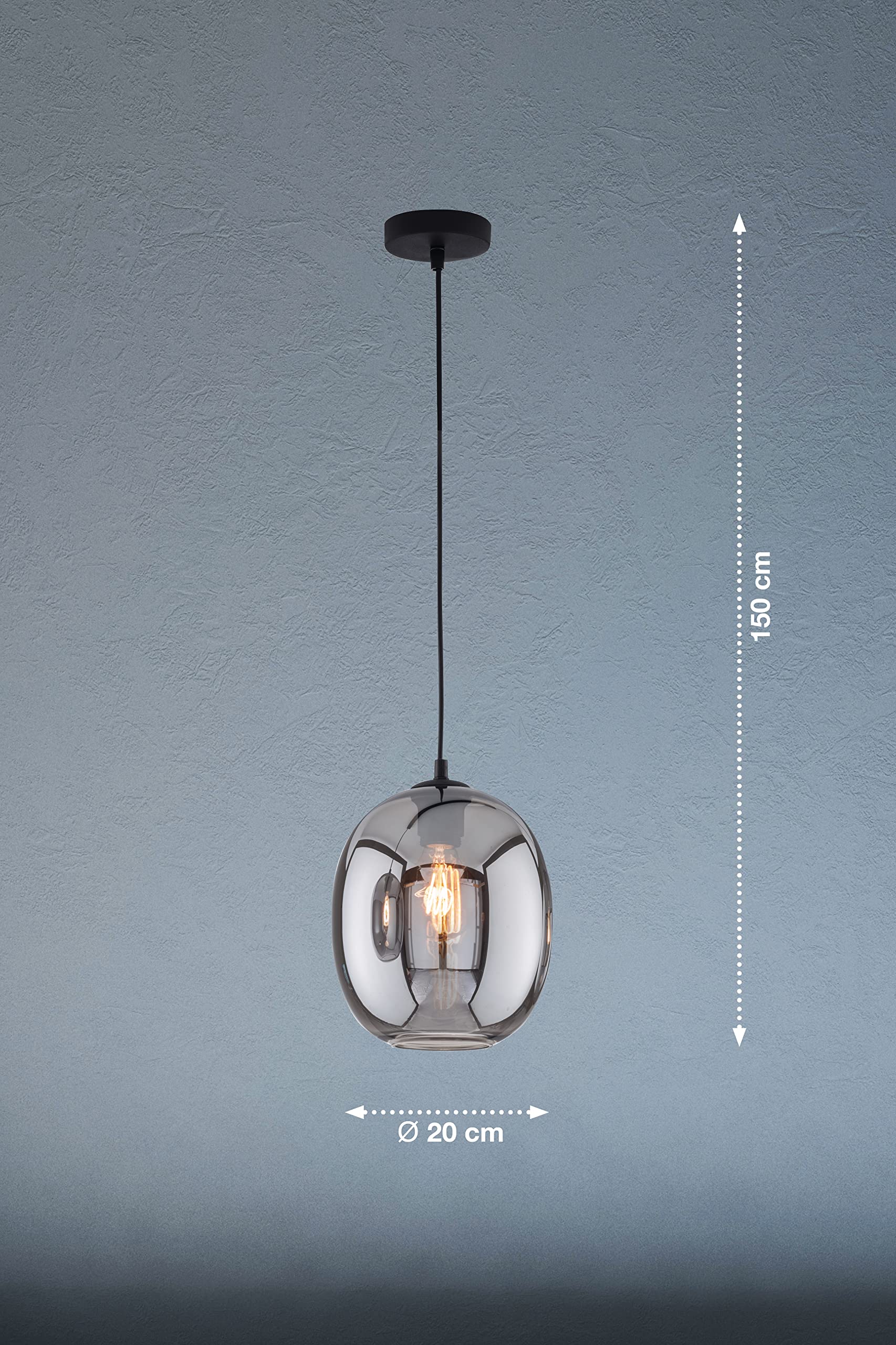 fischer-honsel-nayla-pendelleuchte-sandschwarz-rauchglas-e27 image 2