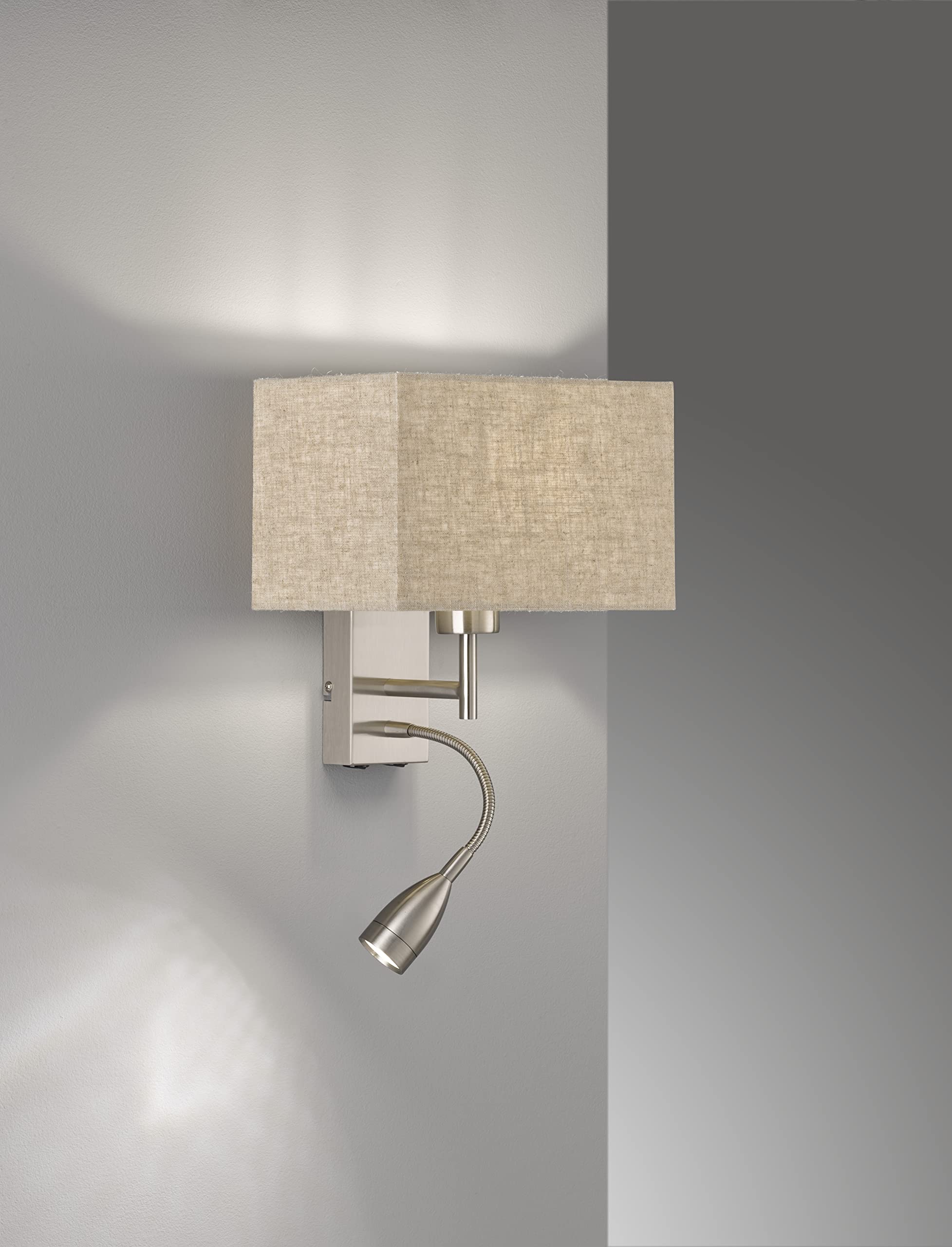 fischer-honsel-dream-30320-wandleuchte-nickel-leinen-mit-lesearm-e27 image 2