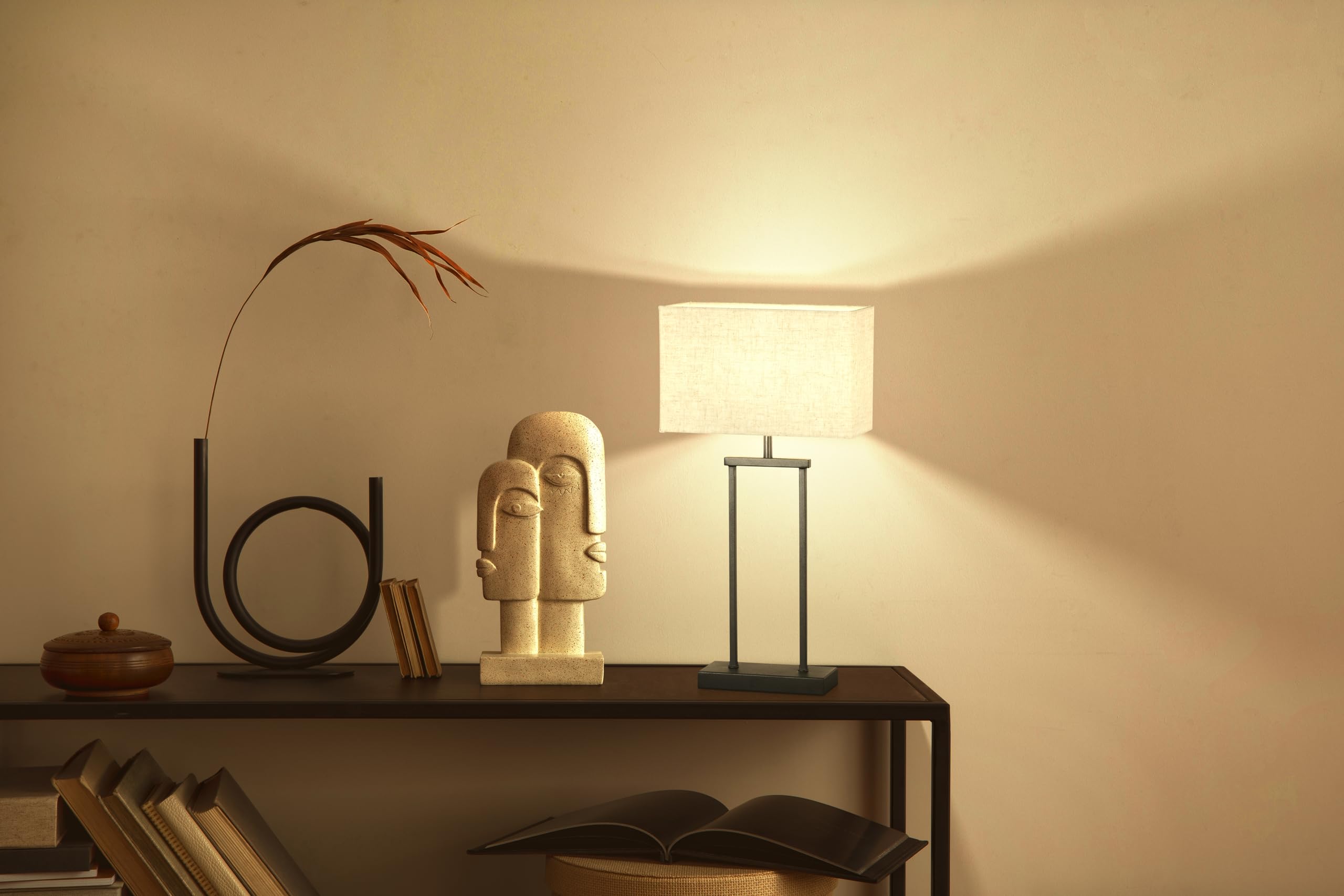 fischer-honsel-ann-tischleuchte-e27-sandschwarz-mit-schirm-sand-leinen-52-cm image 2