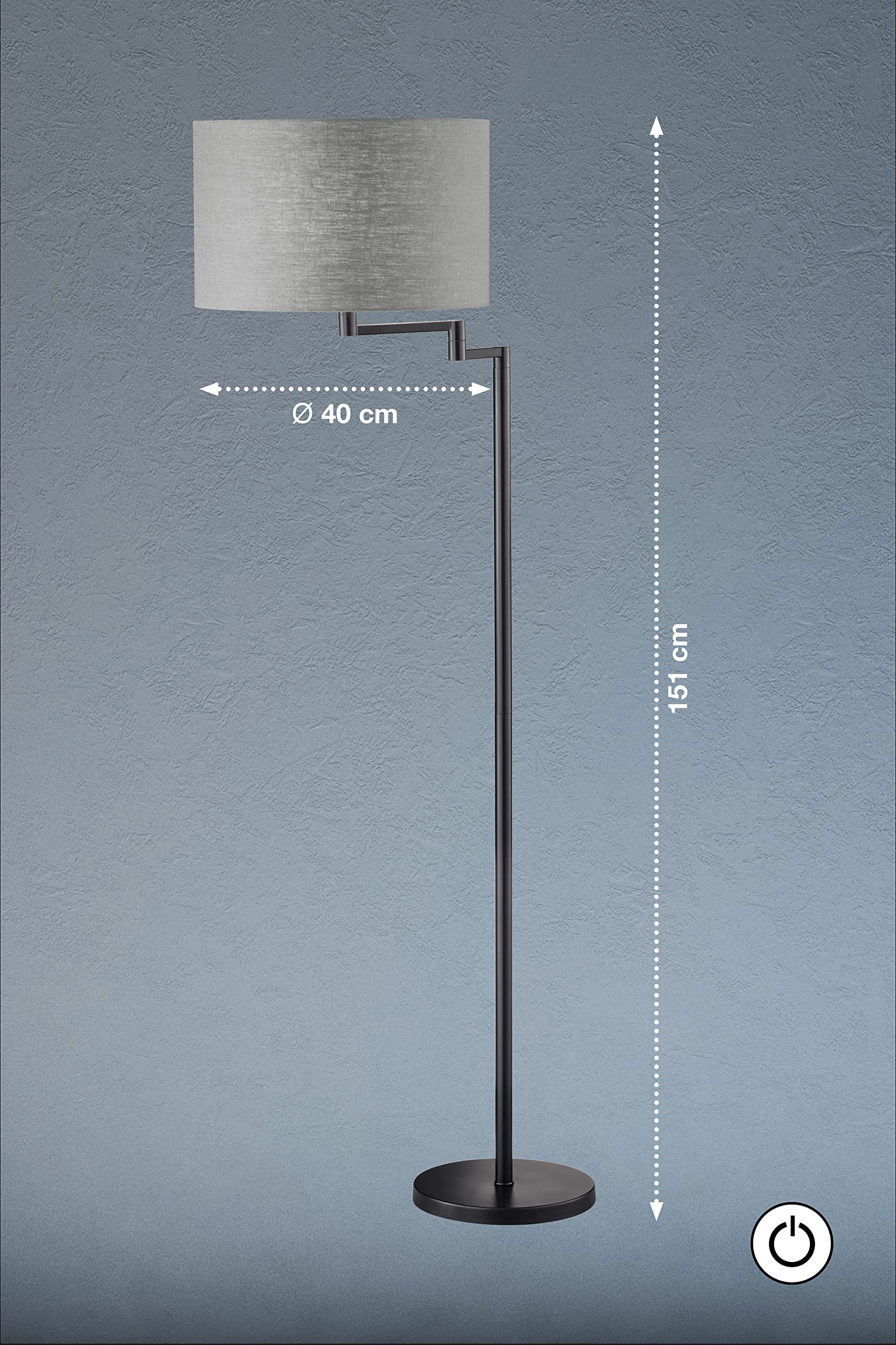 fischer-honsel-rota-stehleuchte-3-flammig-leinen-grau-h-151-cm image 3