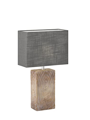 fischer-honsel-bronco-tischleuchte-holz-leinen-schirm-grau-e14 image 5