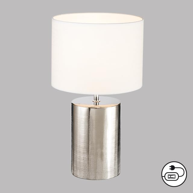 fischer-honsel-prata-tischleuchte-silberfarben-antik-wei-leinen-h-43-cm image 8