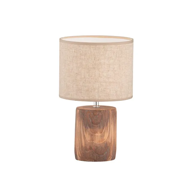fischer-honsel-malik-tischleuchte-35-cm-beton-holz-look-schirm-sand-e14 image 1