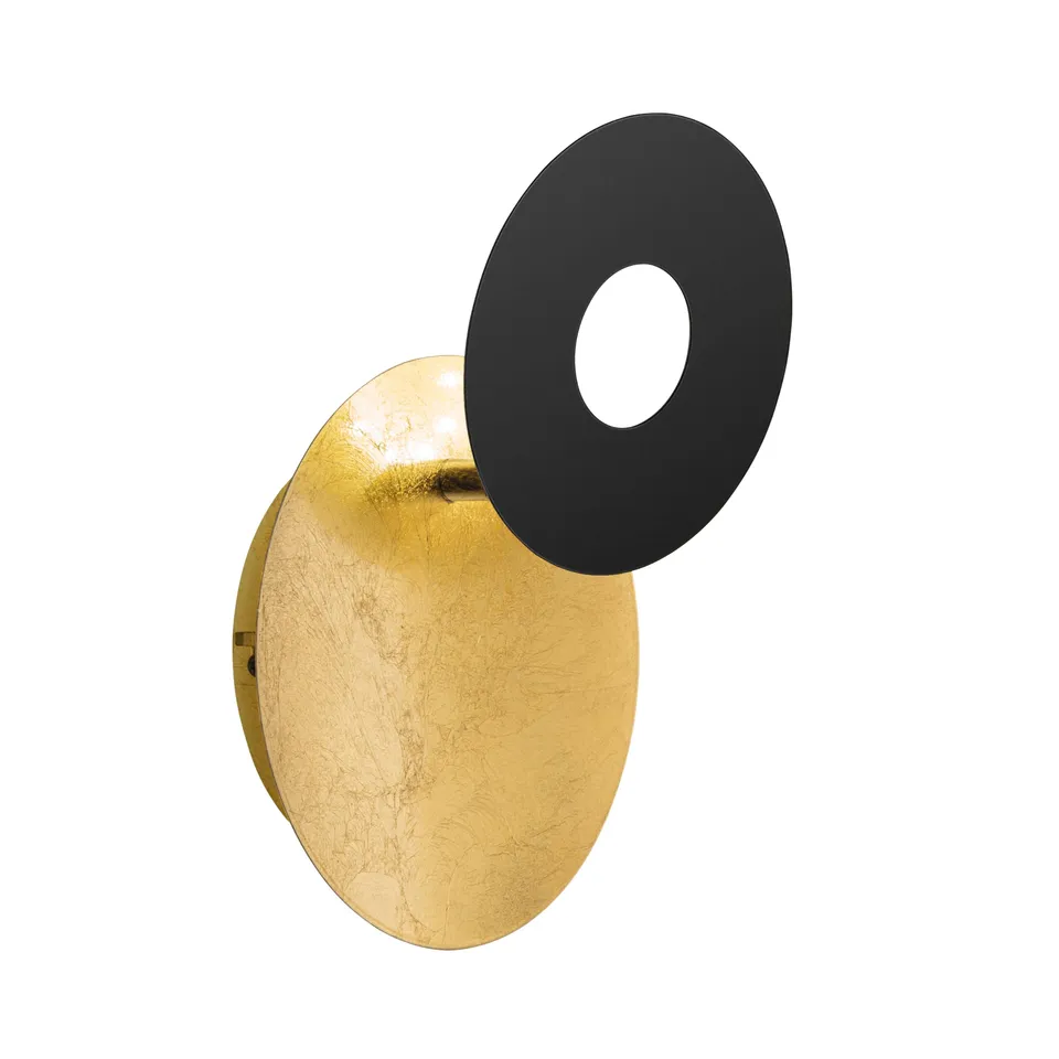 fischer-honsel-hennes-led-wandleuchte-blattgold-sandschwarz-schwenkbarer-spot image 1