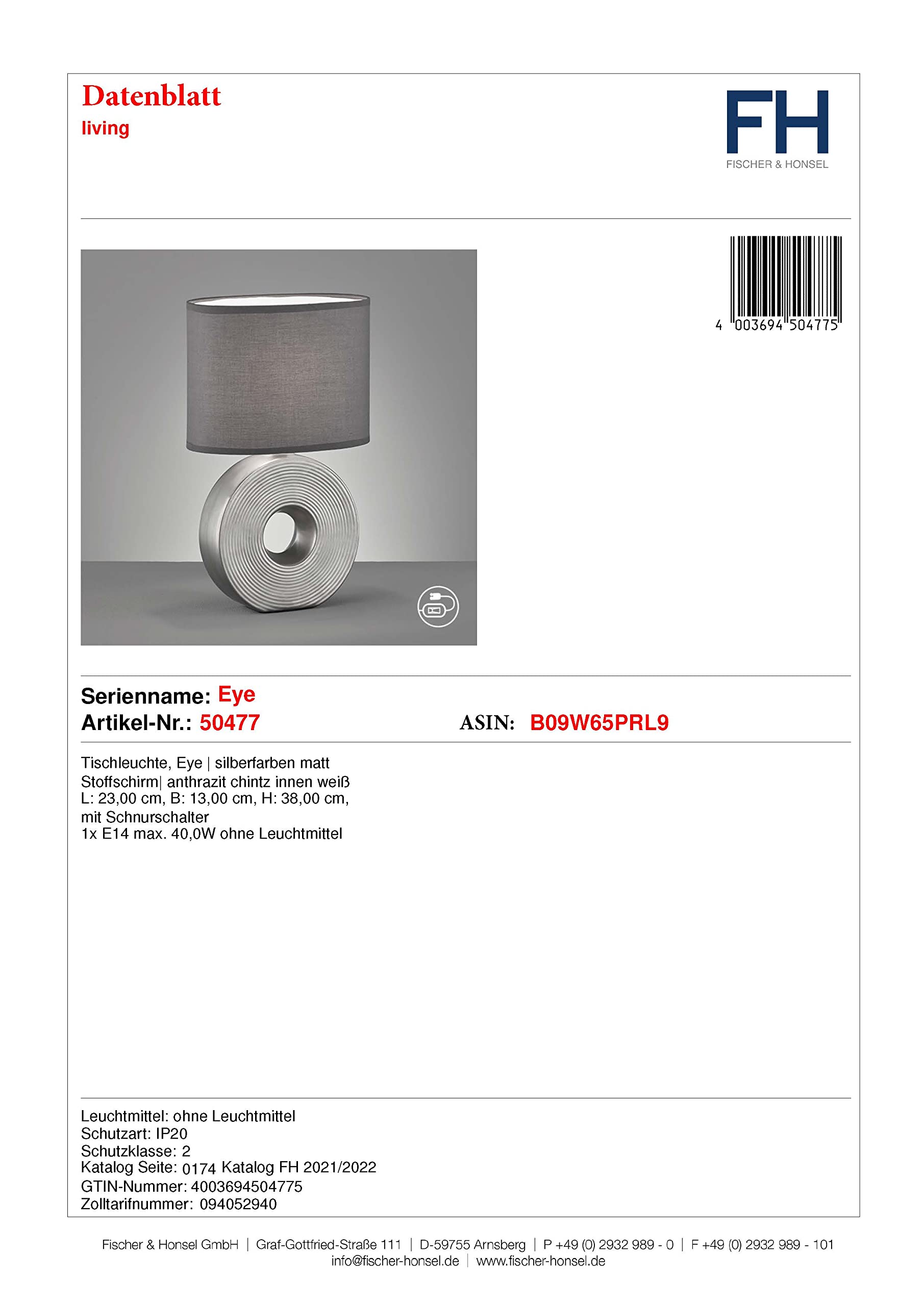 fischer-honsel-eye-tischleuchte-silberfarben-matt-stoffschirm-anthrazit image 4