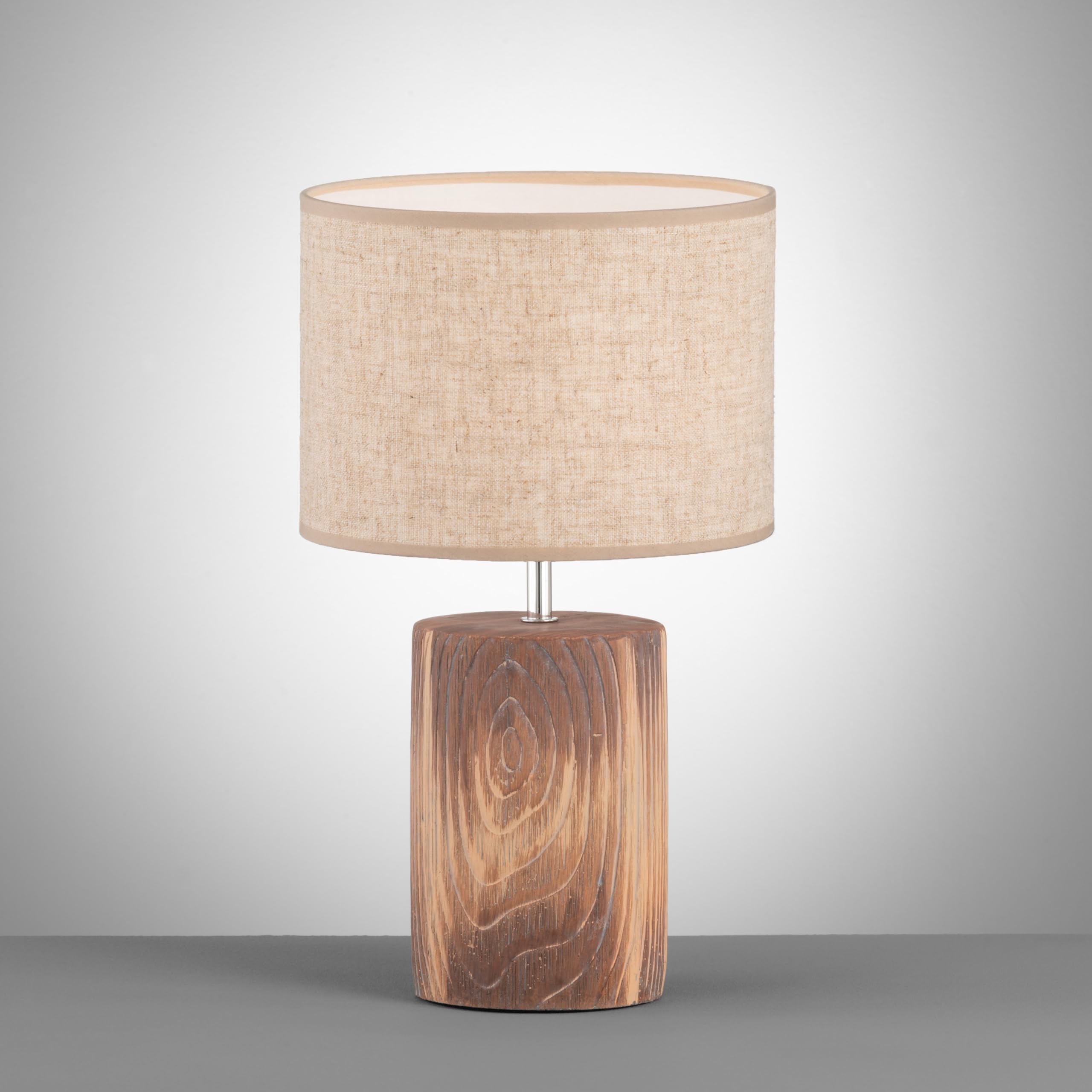 fischer-honsel-malik-tischleuchte-holz-struktur-sand-leinen-h-43-cm image 2