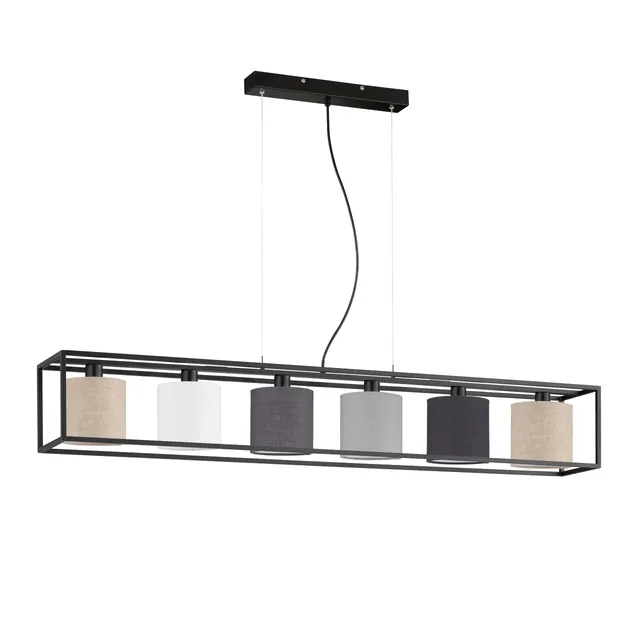 fischer-honsel-isko-pendelleuchte-sandschwarz-135-cm-6x-e14-leinen image 1