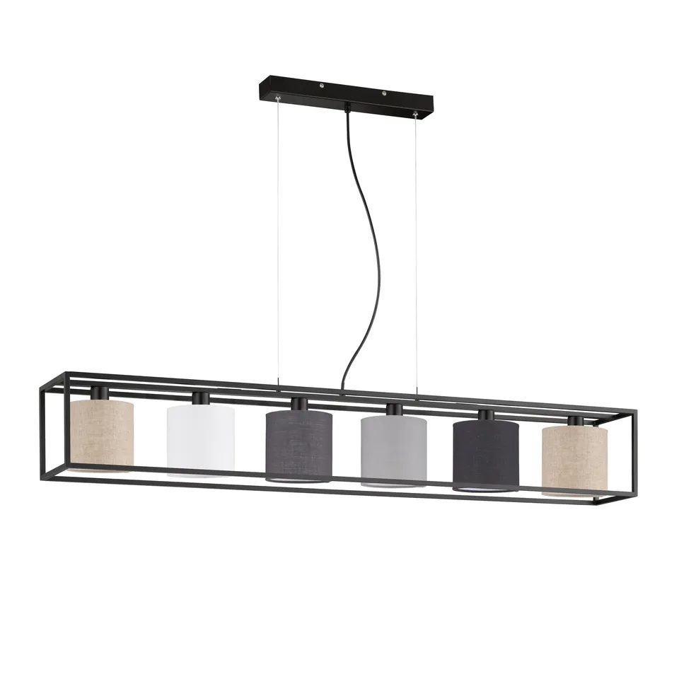 fischer-honsel-isko-pendelleuchte-sandschwarz-135-cm-6x-e14-leinen image 1